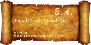 Bogdányi Aladár névjegykártya